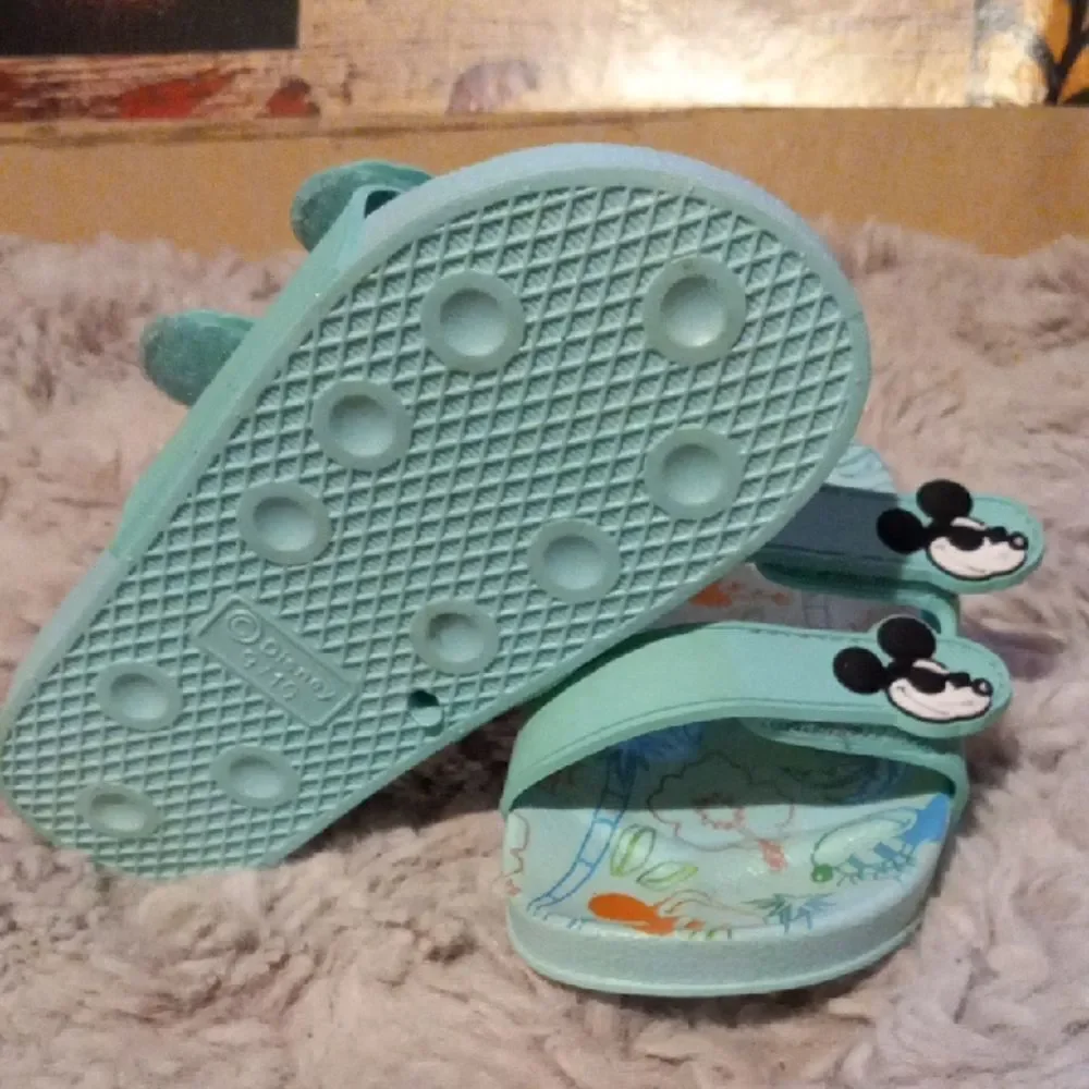 Disney Mint Green Slide Sandals with Mickey Design